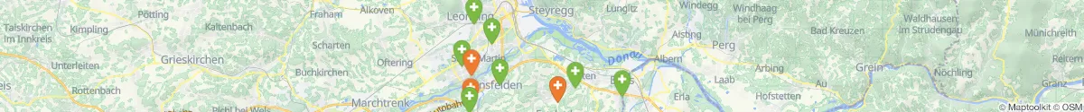 Map view for Pharmacy emergency services nearby Linz  (Land) (Oberösterreich)